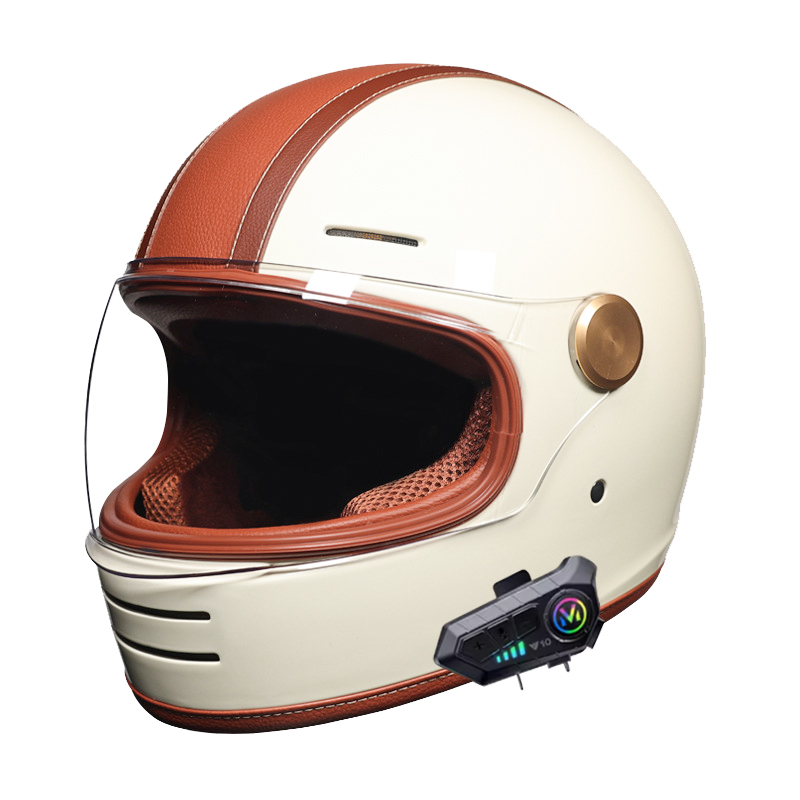 Full-Face Retro Helmet with Bl - Full Face Motorcycle Helmet With Bluetooth 评论和价格
